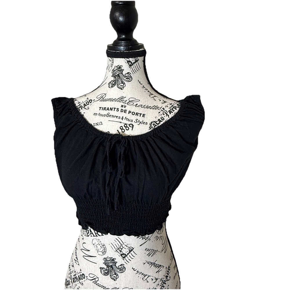 J. Galt Women Black Size XS Crop Top Blouse